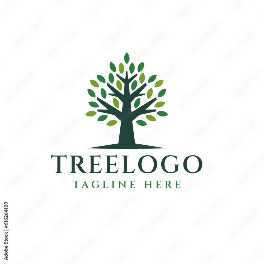 Obraz premium Tree logo design vector isolated, abstract tree logo design illustration