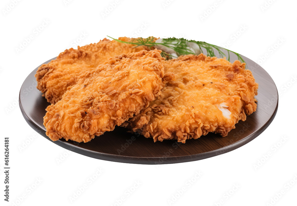 Kotlet schabowy on transparent background. Generative AI. Kotlet schabowy on transparent background. Generative AI.