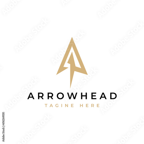 Simple Spear Arrowhead Logo Design Vector