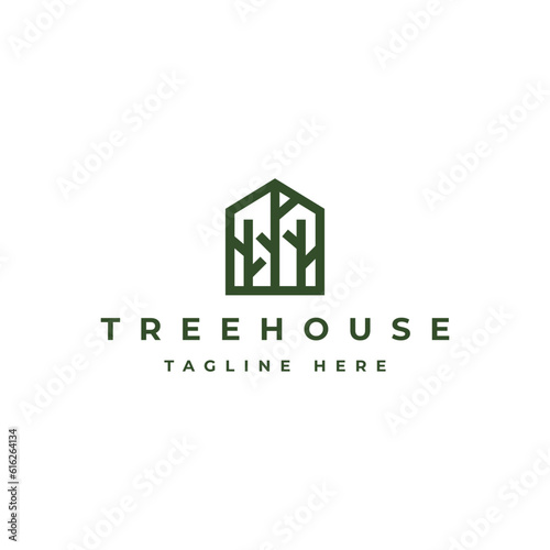 Tree and house logo design vector isolated, abstract tree logo design inspiration