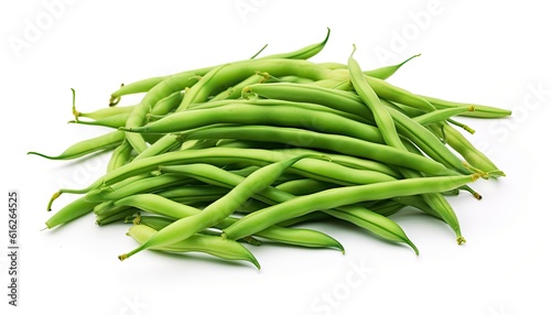 green beans on white background created with Generative AI technology