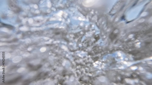 Slow motion shot of waves on Adriatic sea beach, beautiful view of bay with waves.
