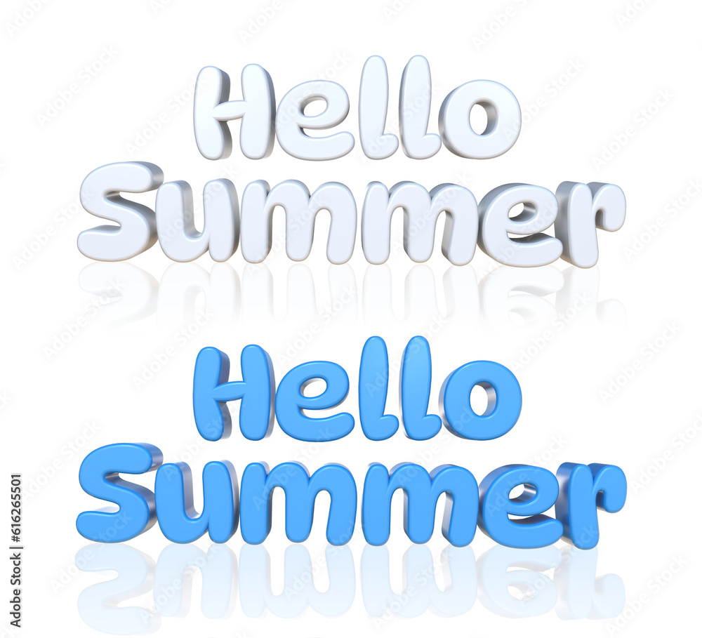3D Rendering Blue And White Hello Summer Text Isolated On Transparent Background, PNG File Add 3D Rendering Blue And White Hello Summer Text Isolated On Transparent Background, PNG File Add