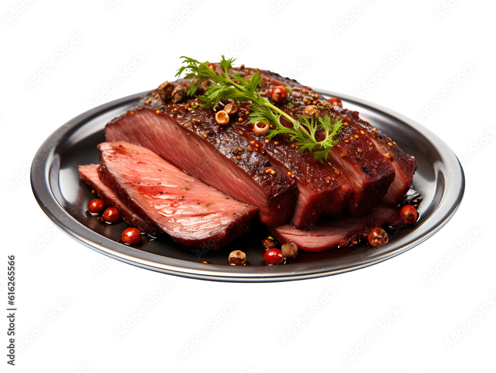 cured beef brisket on transparent background PNG generated AI Stock cured beef brisket on transparent background PNG generated AI Stock