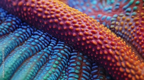 Closeup of the vibrant and textured surface of a starfish