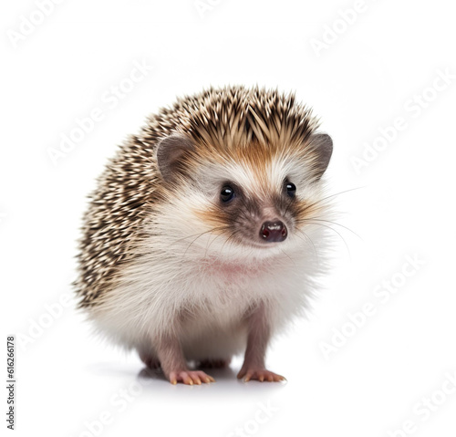 Cute little hedgehog generative AI illustration. Lovely baby animals concept