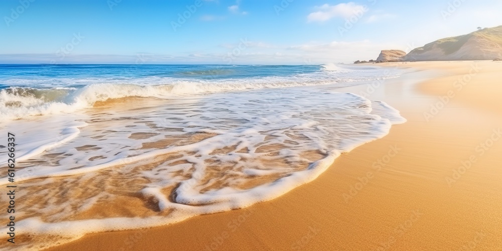 Closeup of a sea sand beach  Panoramic beach landscape