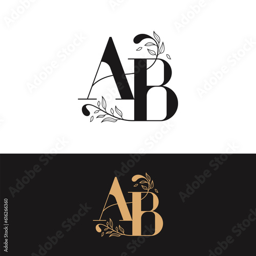 handdrawn wedding monogram AB logo