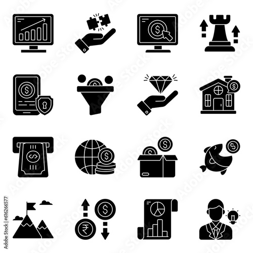 Pack of Finance Solid Icons

