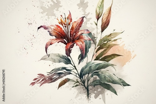 colorful flower painting on a white background. Generative AI