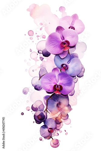 Cluster of orchid and lilac bubbles alcohol ink effect