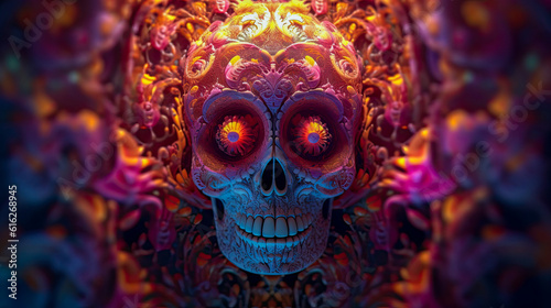 Day of the Dead,background with skull, generative ai 