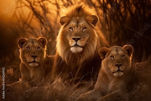 Majestic Lions in the African savannah