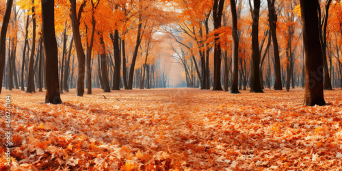 Beautiful fall landscape showing trees with autumn colors - AI Generated