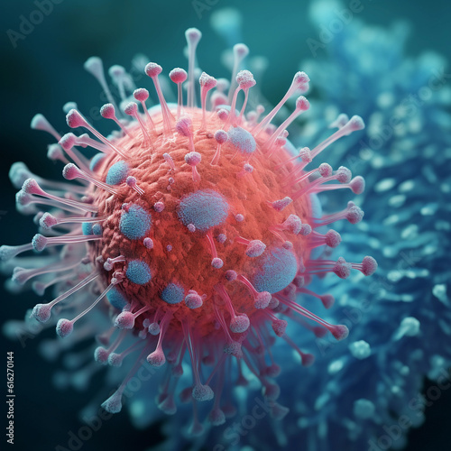 Beautiful 3d rendering of VIRUS microscope. perfect background for your computer or laptop. Perfect  colors are beautiful. Perfect to use for your website  content  linkedin post  Generated with AI 