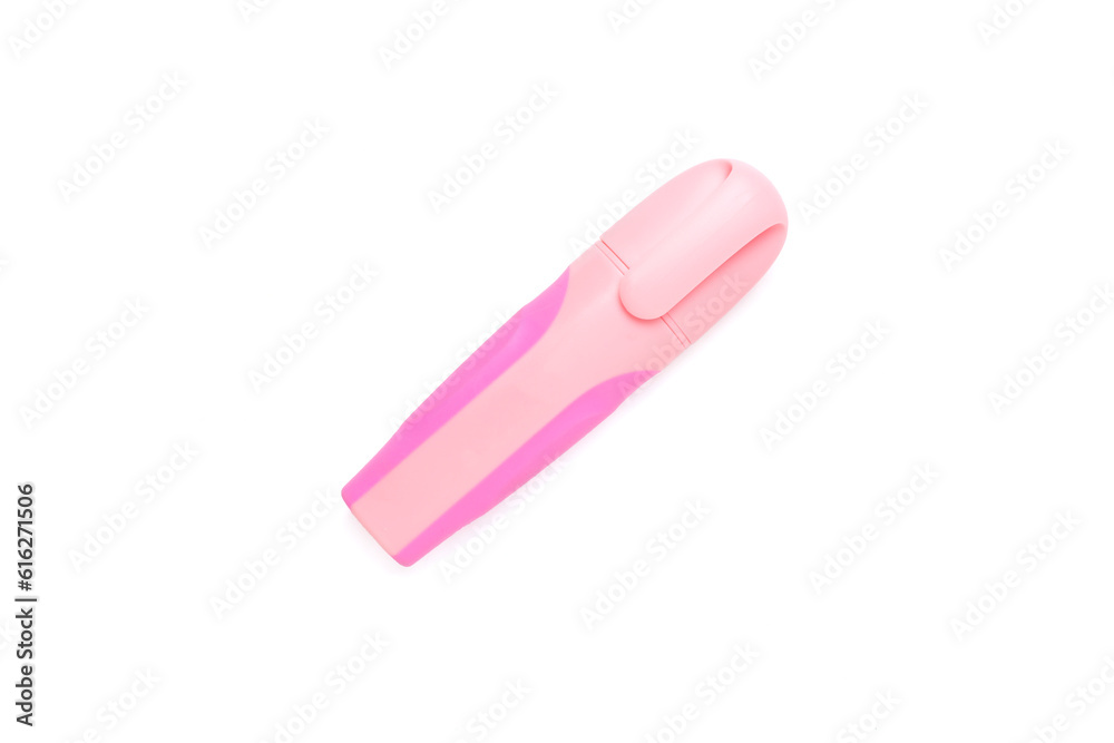 Pink marker isolated on white, top view Pink marker isolated on white, top view
