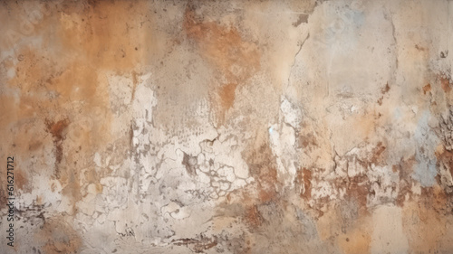 Vintage Concrete Wall with Light Brown Tonal Paint and Plaster