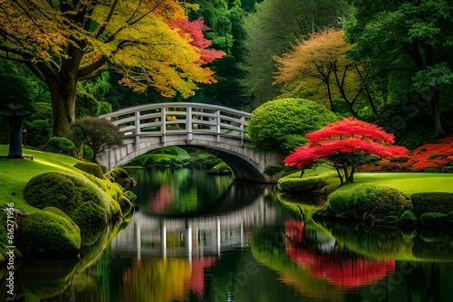 japanese garden in autumngenerated by AI technology 