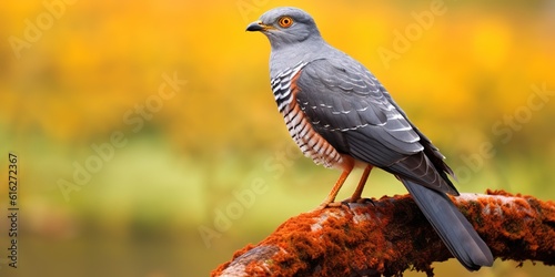 Cuckoo perched in front of a beautiful background