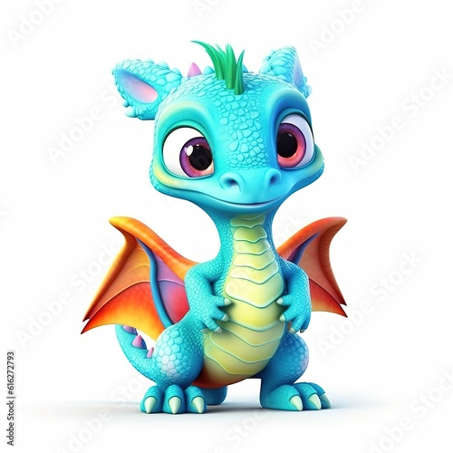 cute colorful dragon isolated on a white background