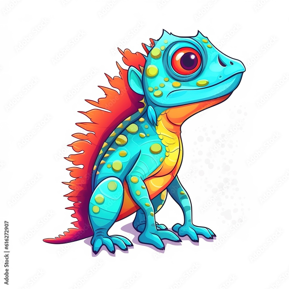 Fototapeta premium cute colorful lizard isolated on a white background