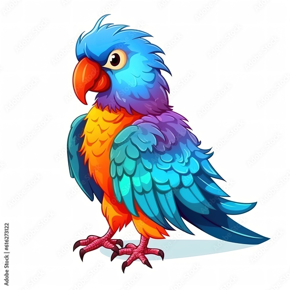 cute colorful parrot isolated on a white background cute colorful parrot isolated on a white background