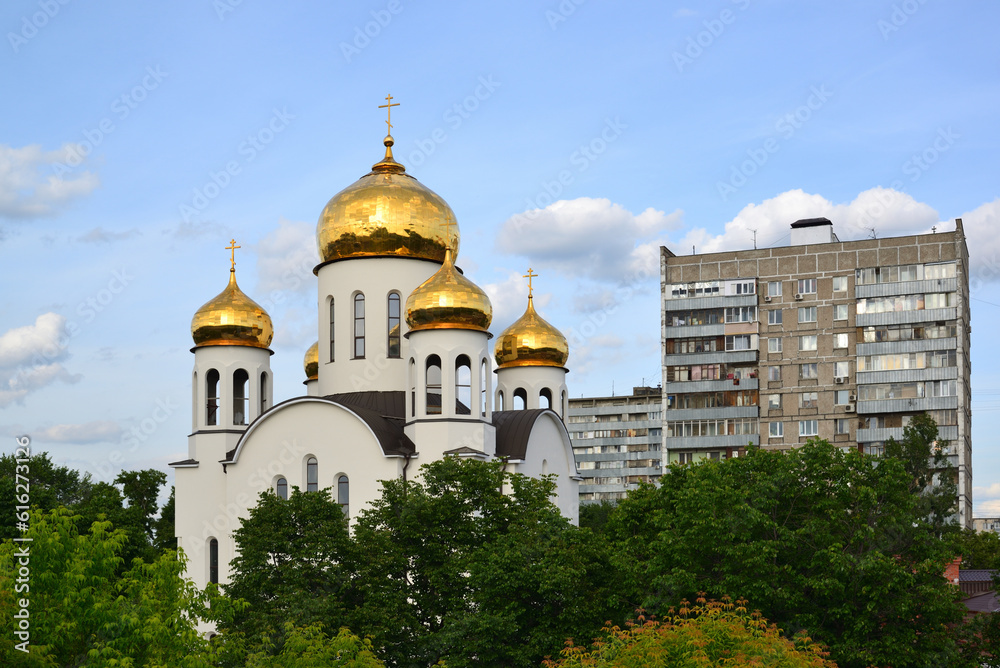Cityscape with Church of the Presentation of the Blessed Virgin Mary in Moscow, Russia