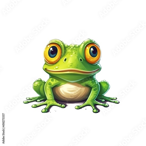 cute small frog isolated on a white background comic style