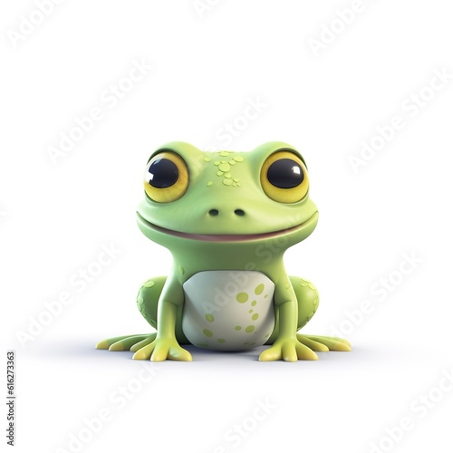 cute small frog isolated on a white background comic style