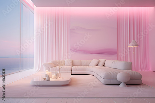 Room design in modern style  in bright colors. AI generation