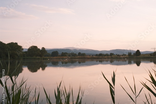 Spiegelung Brocken harz Landschaft an einem lauen Sommerabend