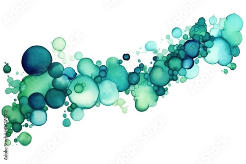 Emerald and sky blue bubbles forming a corner frame