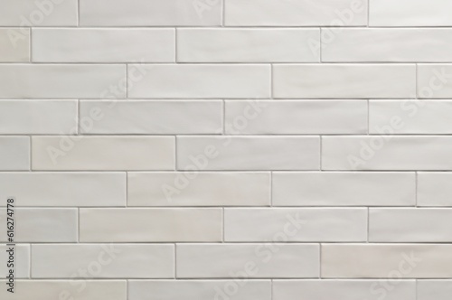 White smooth long thin horizontal tile pattern on a wall, background image. Color swatch design sample.