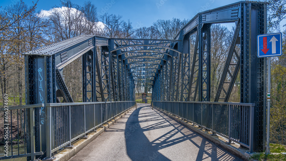 Fototapeta premium Way bridge over the Elbe in Jaromer Czech Republic