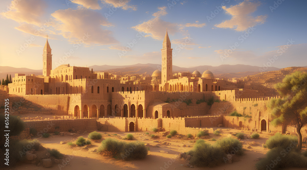 The concept of the cities of ancient Palestine, generative AI