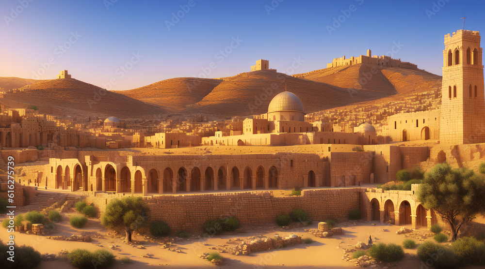 The concept of the cities of ancient Palestine, generative AI