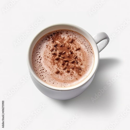 Hot chocolate on a white background