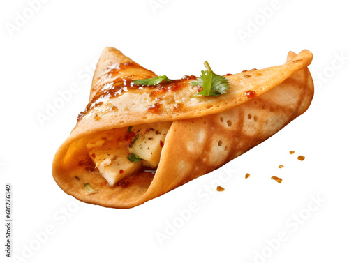 Masala dosa on transparent background PNG  generated AI.