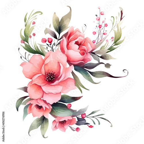 Beautiful romantic flowers. Flowers decoration on a white background.