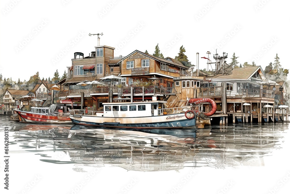 gig harbor isolated on white background. Generated by AI.