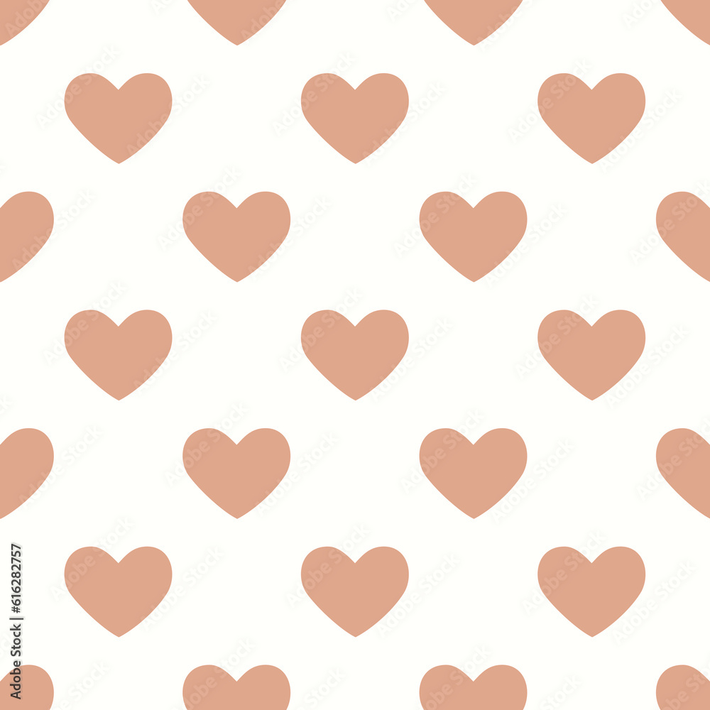 Seamless gold white heart pattern background.Simple heart shape seamless pattern in diagonal arrangement. Love and romantic theme background.