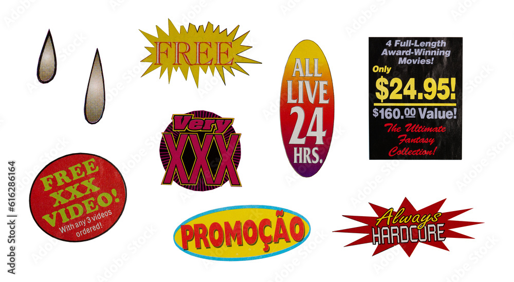 Cut out magazine vintage labels, price, words, stickers, letters, tags