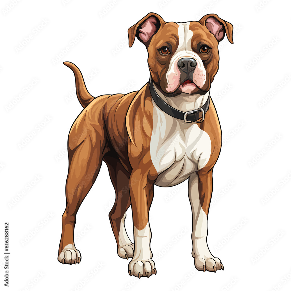 Bold and Lovable: Delightful 2D Illustration of a Cute American Bulldog
