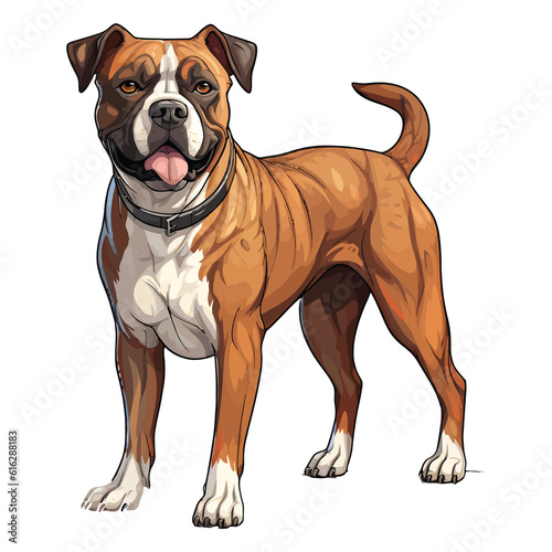 Bold and Lovable  Delightful 2D Illustration of a Cute American Bulldog