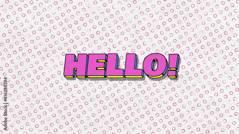HELLO! - comics style 3D text with shadow on paper textured background ...