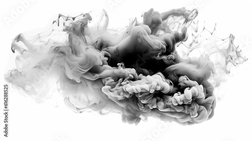 Fényképezés Transparent black smoke cloud isolated - Generative AI
