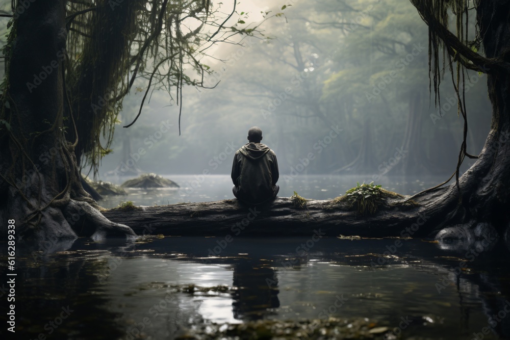 AI generated meditating person AI generated meditating person