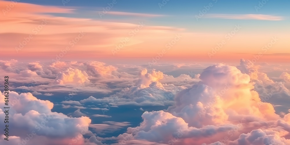 Beautiful pastel cloudscape fluffy clouds in the sky Beautiful pastel cloudscape fluffy clouds in the sky