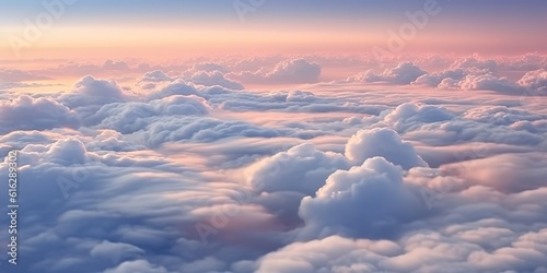 Beautiful pastel cloudscape fluffy clouds in the sky