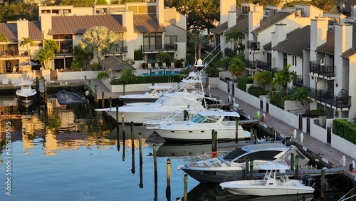 Fort Lauderdale Marina View from Balcony with Boats, Yachts and Water.
